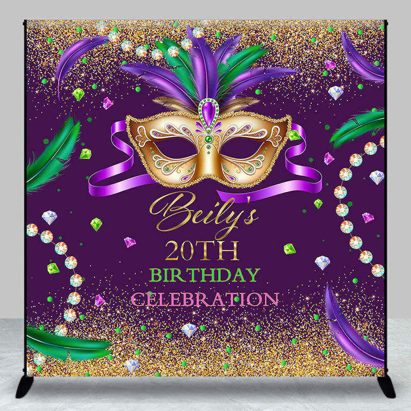 Lofaris Shining Jewelries Mask Custom 20th Birthday Backdrop
