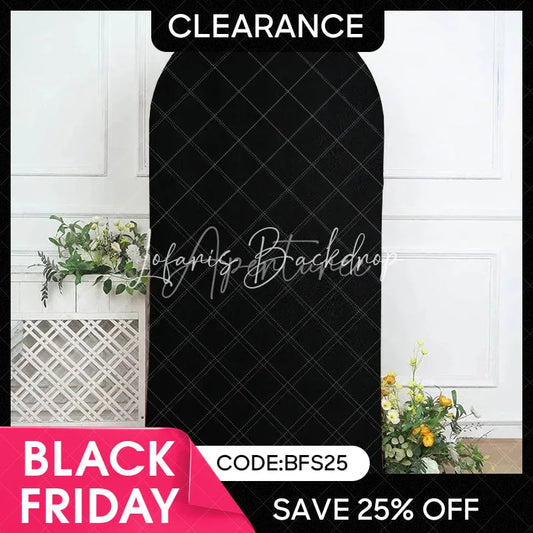 Lofaris (Ship In 24HR) Black Spandex Fit Round Top Backdrop Wedding Arch Cover