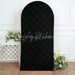 (Ship In 24HR) Black Spandex Fit Round Top Backdrop Wedding Arch Cover