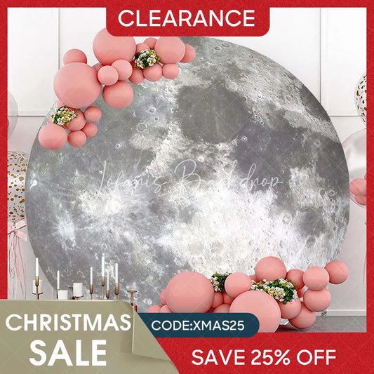 Lofaris (Ship In 24HR) Bright Moon Surface Craters Circle Birthday Backdrop