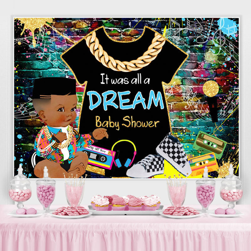 Lofaris Hip Hop Graffiti Wall A Dream Baby Shower Backdrop
