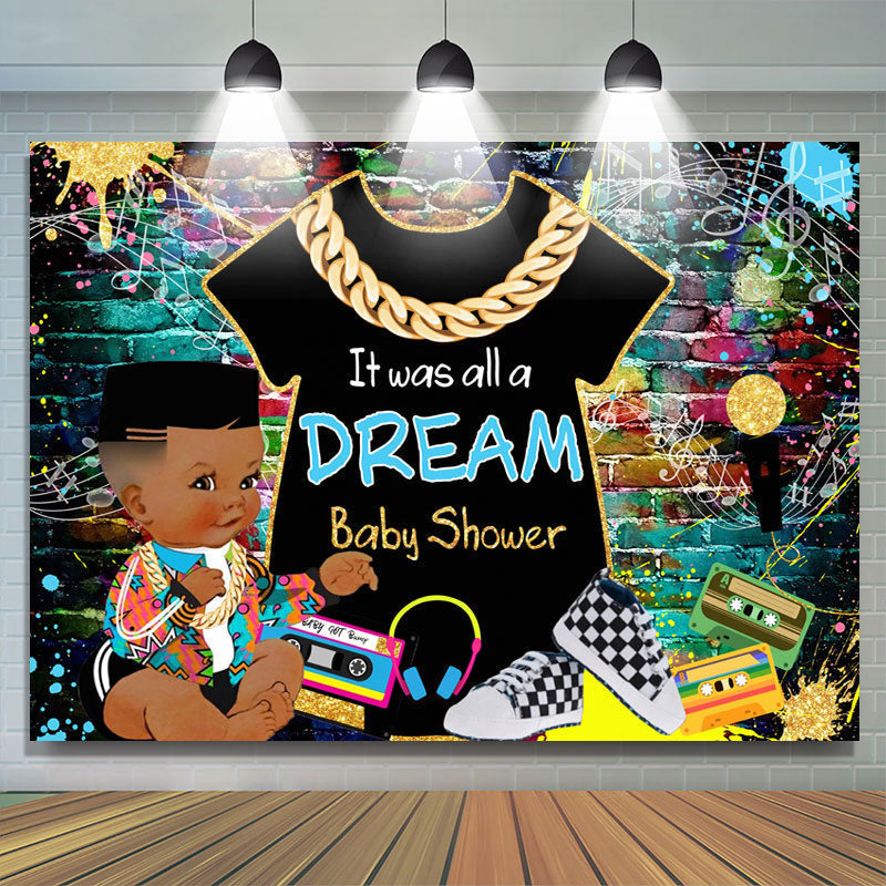 Lofaris Hip Hop Graffiti Wall A Dream Baby Shower Backdrop