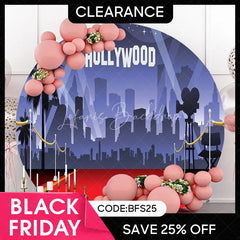 Lofaris (Ship In 24HR) Hollywood Night City Grand Stage Round Party Backdrop