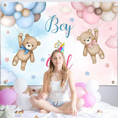 Lofaris (Ship In 24HR) Pink Blue Bear Boy Or Girl Baby Shower Backdrop