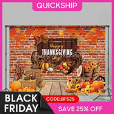 Lofaris (Ship In 24HR) Pumpkin Maples Turkey Brick Thanksgiving Day Backdrop
