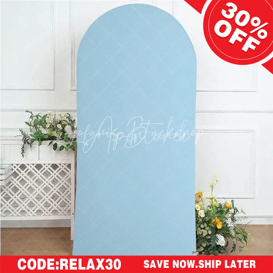 (Ship In 24HR) Sky Blue Spandex Fit Round Top Backdrop Wedding Arch Cover