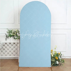 (Ship In 24HR) Sky Blue Spandex Fit Round Top Backdrop Wedding Arch Cover