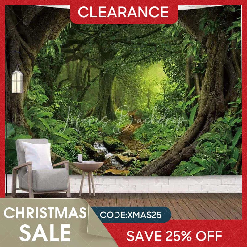 Lofaris (Ship In 24HR) Green Nature Forest 3D Printed Landscape Wall Tapestry