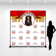 Lofaris Silver Crown Custom Photo Birthday Repeat Backdrop