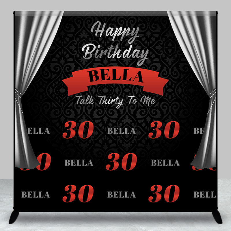Lofaris Silver Curtain Black Custom Name Birthday Backdrop