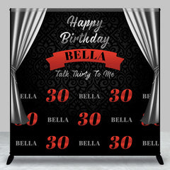 Lofaris Silver Curtain Black Custom Name Birthday Backdrop