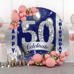 Lofaris Silver Diamond Balloons 50th Birthday Round Backdrop