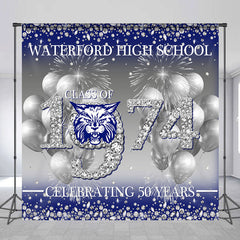 Lofaris Silver Diamonds Balloons Custom Class Reunion Backdrop