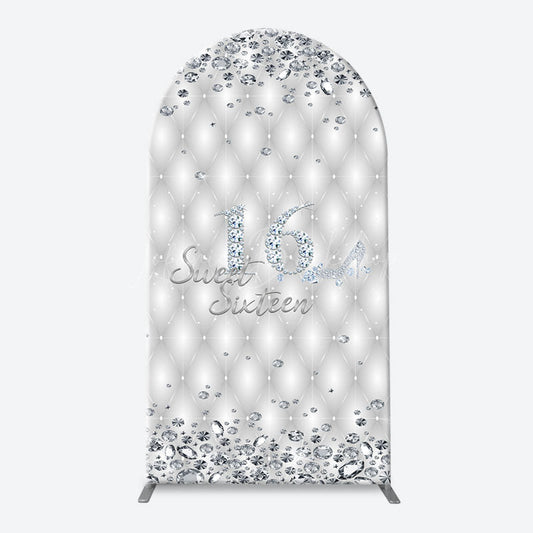 Lofaris Silver Diamonds Sweet 16 Arch Backdrop For Birthday