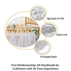 Lofaris Silver Glitter Sequin Party Banquet Round Table Cover