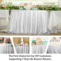 Lofaris Silver Glitter Sequin Party Banquet Round Table Cover