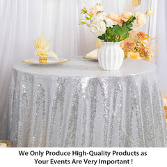 Lofaris Silver Glitter Sequin Party Banquet Round Table Cover