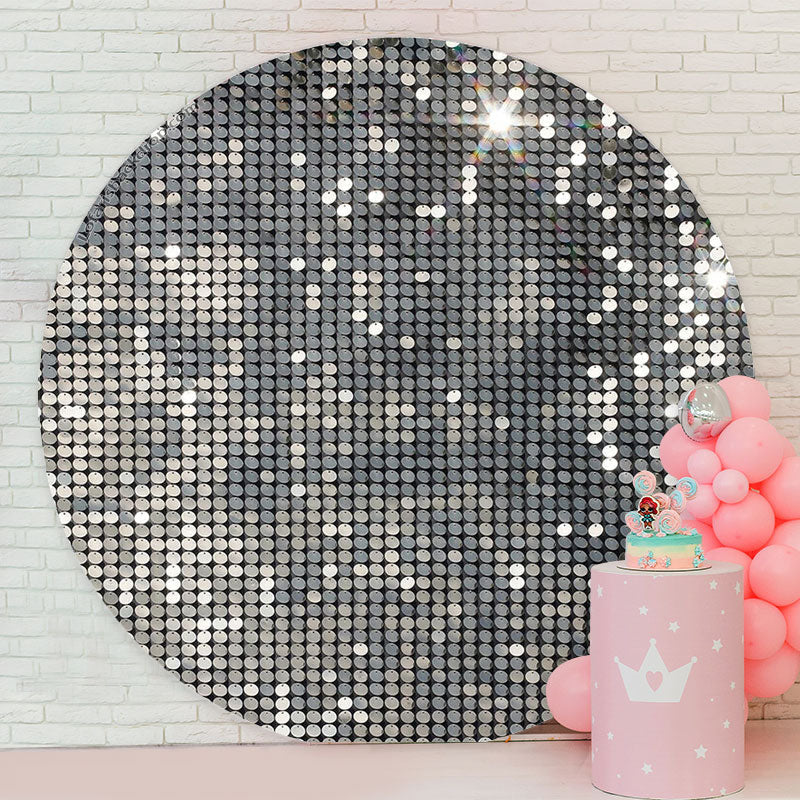 Lofaris Silver Glitter Sequins Backdrop For Disco Dance Party