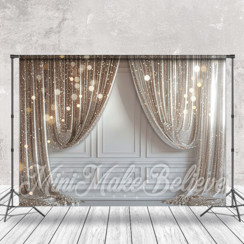 Lofaris Silver Glitter White Retro Wall Backdrop For Photo