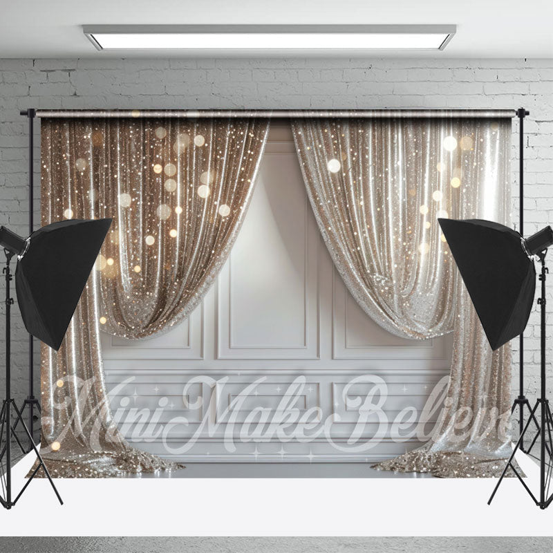 Lofaris Silver Glitter White Retro Wall Backdrop For Photo