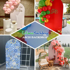 Lofaris Silver Happy Birthday Double Sided Arch Backdrop