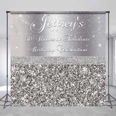 Lofaris Silver Sequin Diamonds Custom 30th Birthday Backdrop