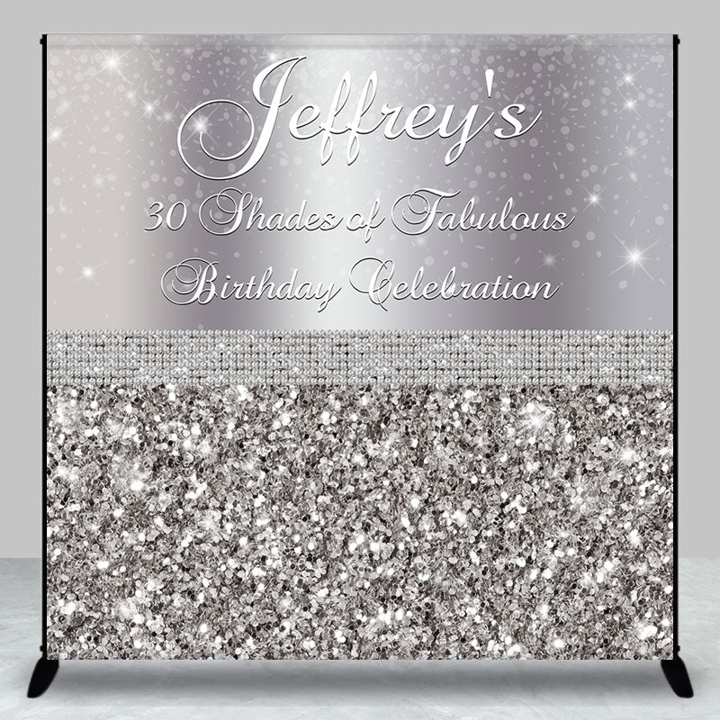 Lofaris Silver Sequin Diamonds Custom 30th Birthday Backdrop
