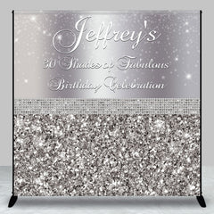 Lofaris Silver Sequin Diamonds Custom 30th Birthday Backdrop