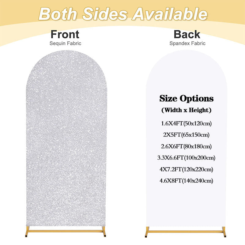 Lofaris Silver Sequin Fitted Arch Backdrop Cover for Wedding Decor