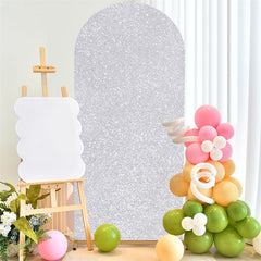 Lofaris Silver Sequin Fitted Arch Backdrop Cover for Wedding Decor