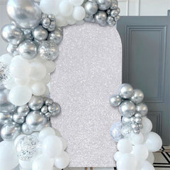 Lofaris Silver Sequin Fitted Arch Backdrop Cover for Wedding Decor