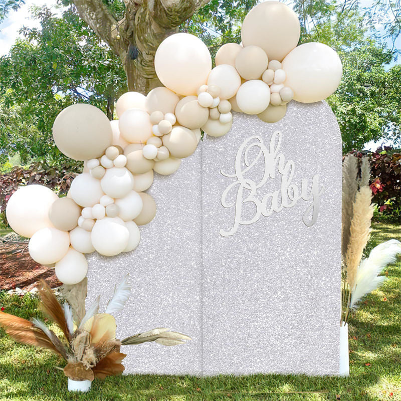 Lofaris Silver Sequin Fitted Arch Backdrop Cover for Wedding Decor