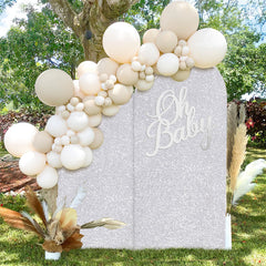 Lofaris Silver Sequin Fitted Arch Backdrop Cover for Wedding Decor