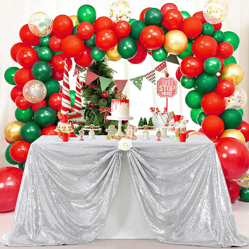 Lofaris Silver Sequin Glitter Rectangle Banquet Tablecloth