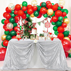 Lofaris Silver Sequin Glitter Rectangle Banquet Tablecloth