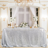 Lofaris Silver Sequin Glitter Rectangle Banquet Tablecloth