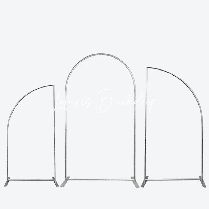 Lofaris Silver Half Moon Arched Backdrop Stands 3 Piece Set Wedding Party Ceremony Decor