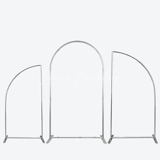 Lofaris Silver Half Moon Arched Backdrop Stands 3 Piece Set Wedding Party Ceremony Decor