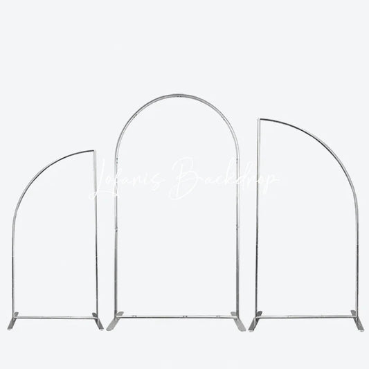 Lofaris Silver Half Moon Arched Backdrop Stands 3 Piece Set Wedding Party Ceremony Decor