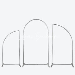 Lofaris Silver Half Moon Arched Backdrop Stands 3 Piece Set Wedding Party Ceremony Decor