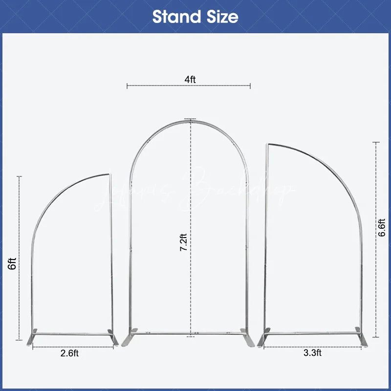 Lofaris Silver Half Moon Arched Backdrop Stands 3 Piece Set Wedding Party Ceremony Decor