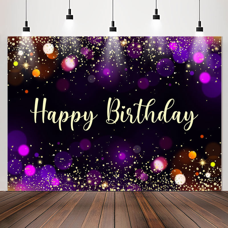 Lofaris Simple Black Bokeh Glitter Happy Birthday Backdrop