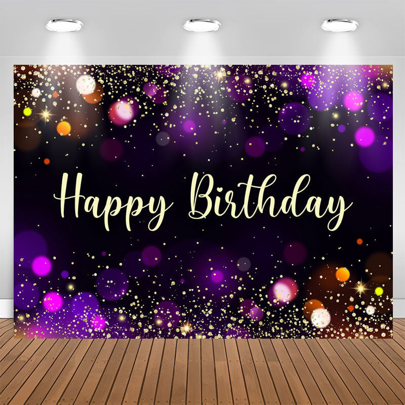 Lofaris Simple Black Bokeh Glitter Happy Birthday Backdrop