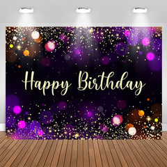 Lofaris Simple Black Bokeh Glitter Happy Birthday Backdrop