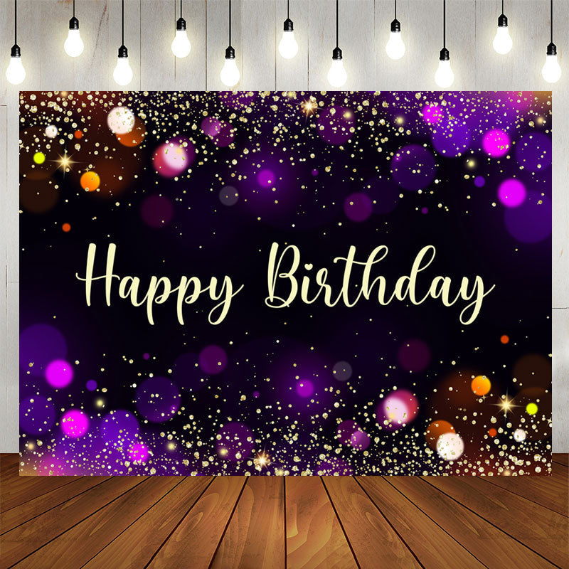 Lofaris Simple Black Bokeh Glitter Happy Birthday Backdrop