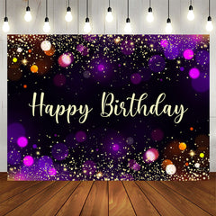Lofaris Simple Black Bokeh Glitter Happy Birthday Backdrop