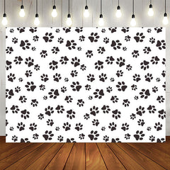Lofaris Simple Black Dog Paws White Party Backdrop For Boys