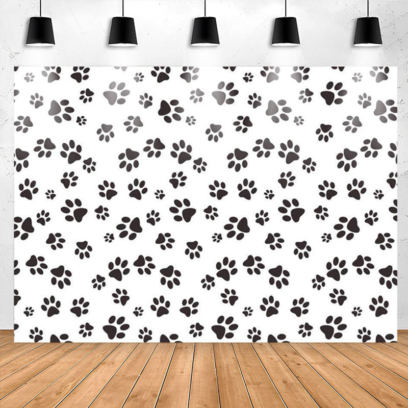 Lofaris Simple Black Dog Paws White Party Backdrop For Boys
