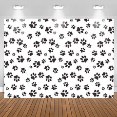 Lofaris Simple Black Dog Paws White Party Backdrop For Boys