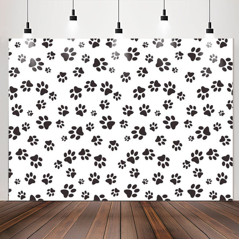 Lofaris Simple Black Dog Paws White Party Backdrop For Boys